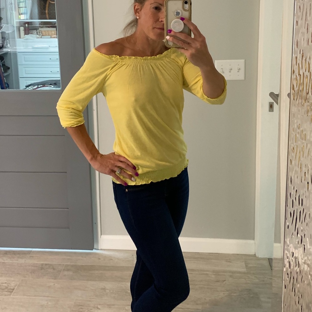 2 for $15 Off the shoulder, cute top,Bright yellow